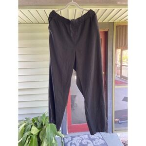 Old Navy Womens Linen Blend Pants Black Wide Leg High Rise Elastic Waist Tall XL